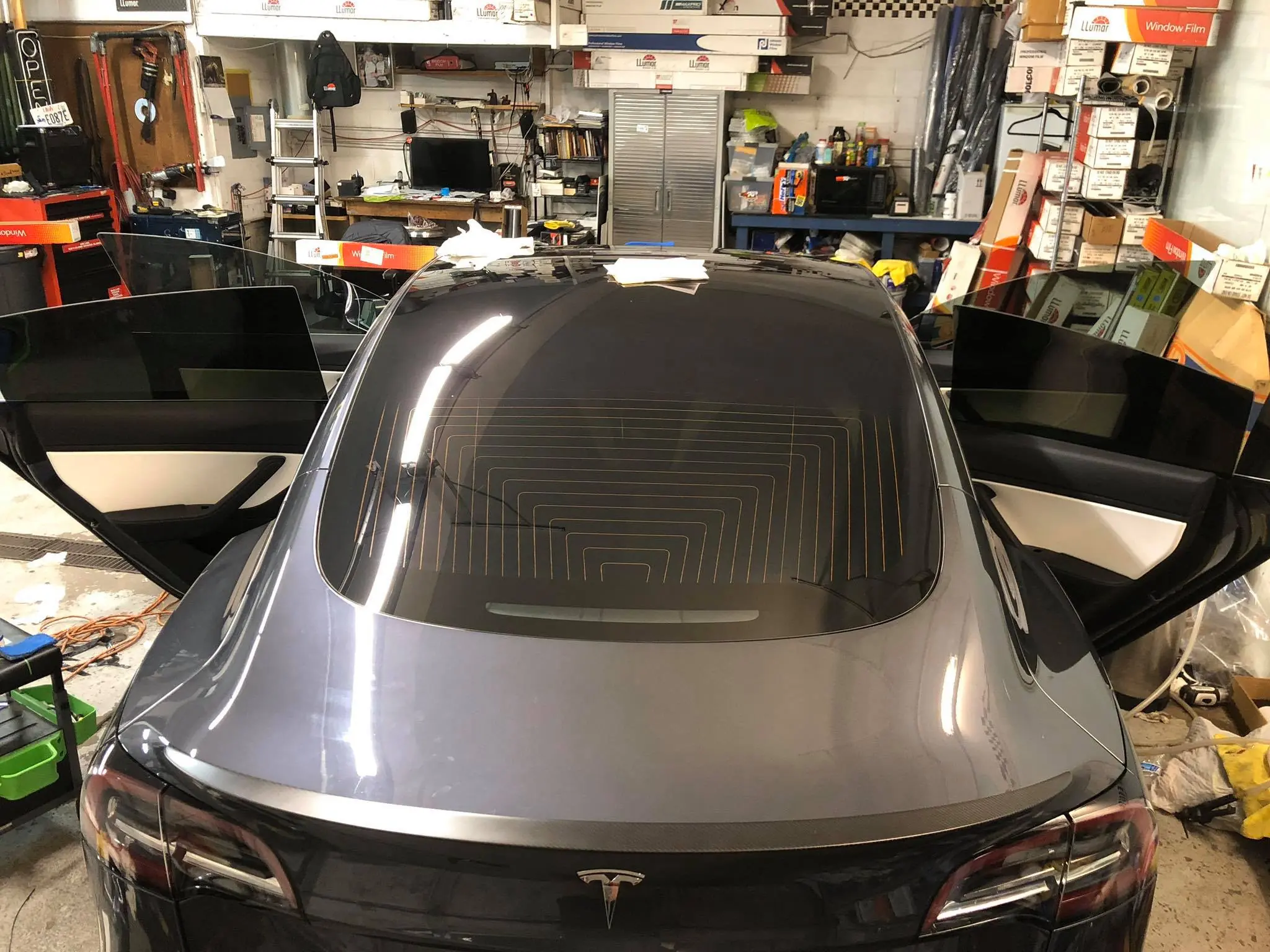 Grey Tesla tint angle