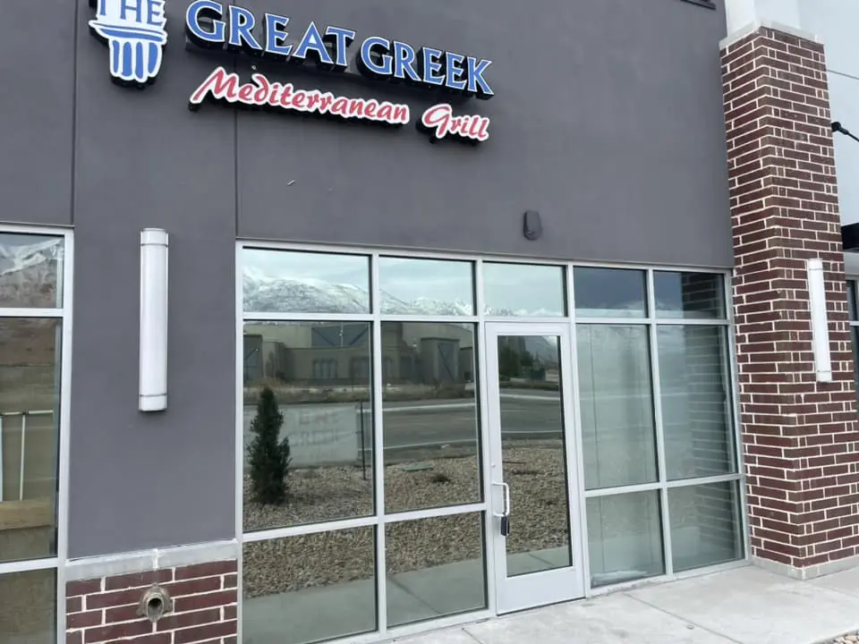 Restaurant storefront window film